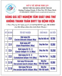 XÉT NGHIỆM TẦM SOÁT UNG THƯ TẠI BỆNH VIỆN ĐA KHOA BÌNH THUẬN